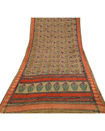 Sanskriti Vintage Saree Multi Pure Georgette Silk Print Zari Work Sari Fabric, PRG-12212-Multi-Printed Floral Design-Pure Georgette Silk-8