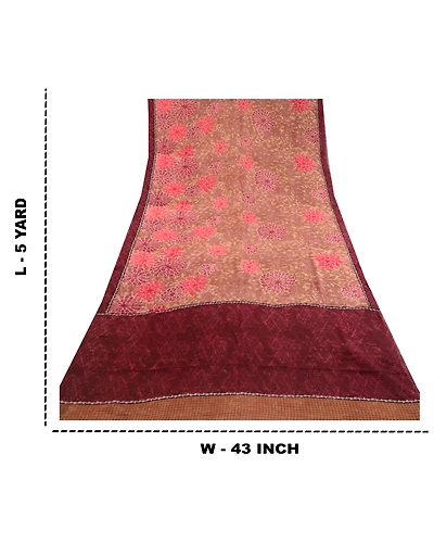 Sanskriti Vintage Saree Green Pure Georgette Silk Printed Sari Craft Soft Fabric, PRG-12217-Green-Printed Floral Design-Pure Georgette Silk-3