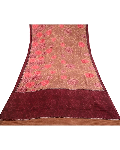 Sanskriti Vintage Saree Green Pure Georgette Silk Printed Sari Craft Soft Fabric, PRG-12217-Green-Printed Floral Design-Pure Georgette Silk-8