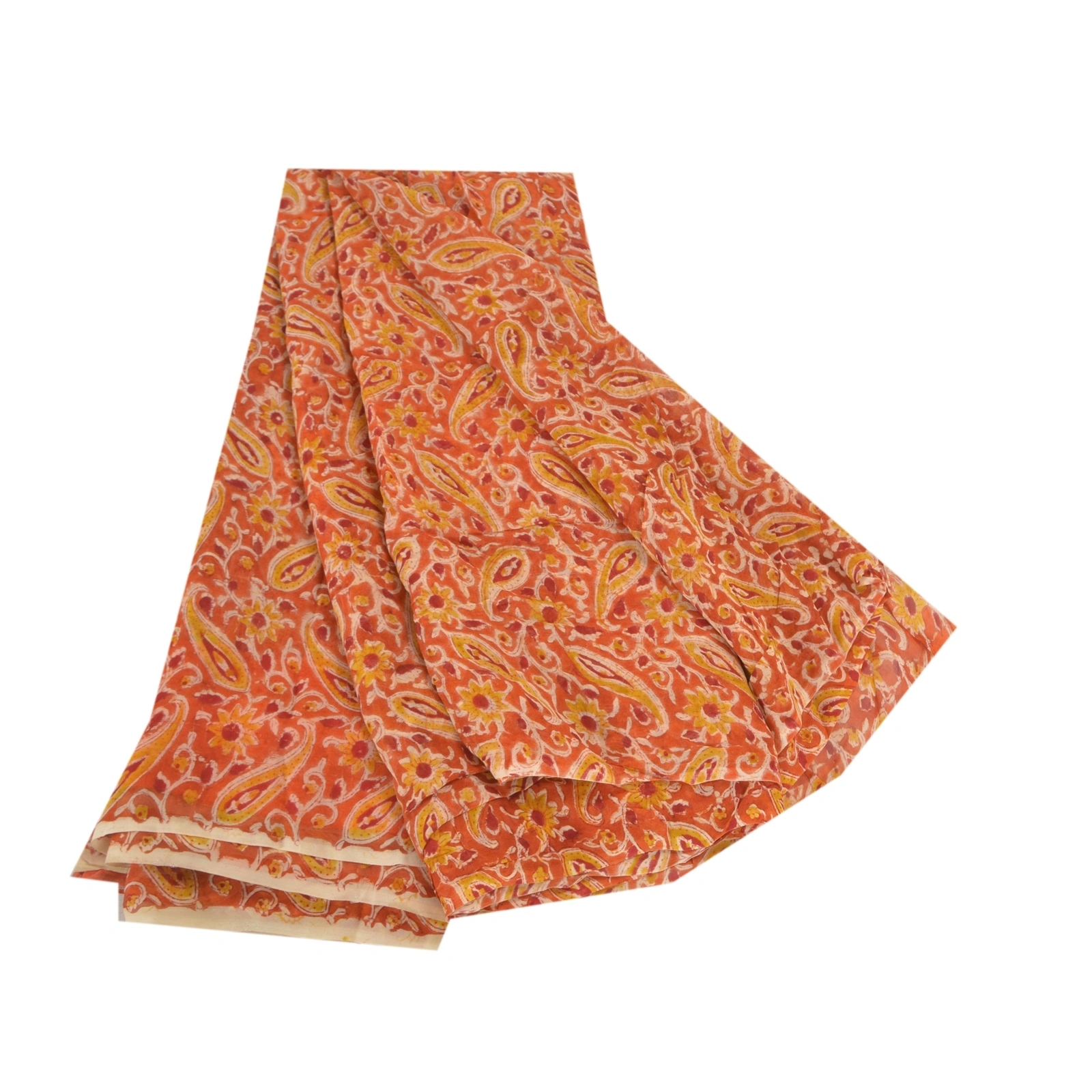 Sanskriti Vintage Orange Sarees Blend Georgette Printed Sari Craft Fabric, PRG-9979-Orange-Printed Floral Design-Blend Georgette Silk-2