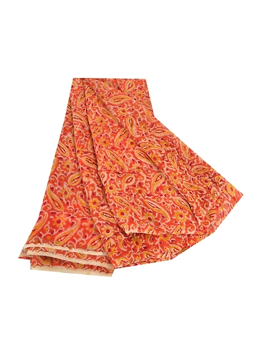 Sanskriti Vintage Orange Sarees Blend Georgette Printed Sari Craft Fabric, PRG-9979-Orange-Printed Floral Design-Blend Georgette Silk-2
