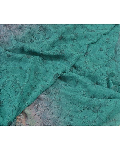 Sanskriti Vintage Blue Sarees Poly Georgette Printed Sari Craft Fabric, PRG-9981-Blue-Printed Floral Design-Poly Georgette Silk-3