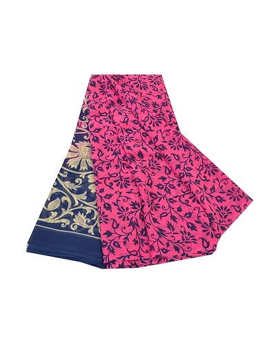 Sanskriti Vintage Pink Sarees Poly Georgette Printed Sari Craft Fabric, PRG-9982-Pink-Printed Floral Design-Poly Georgette Silk-2