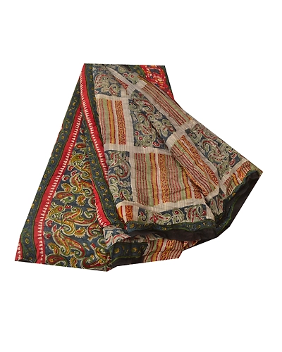 Sanskriti Vintage Indian Sari Pure Georgette Silk Printed Sarees Craft Fabric, PRG-5841-Multi-Printed Floral Design-Pure Georgette Silk-6