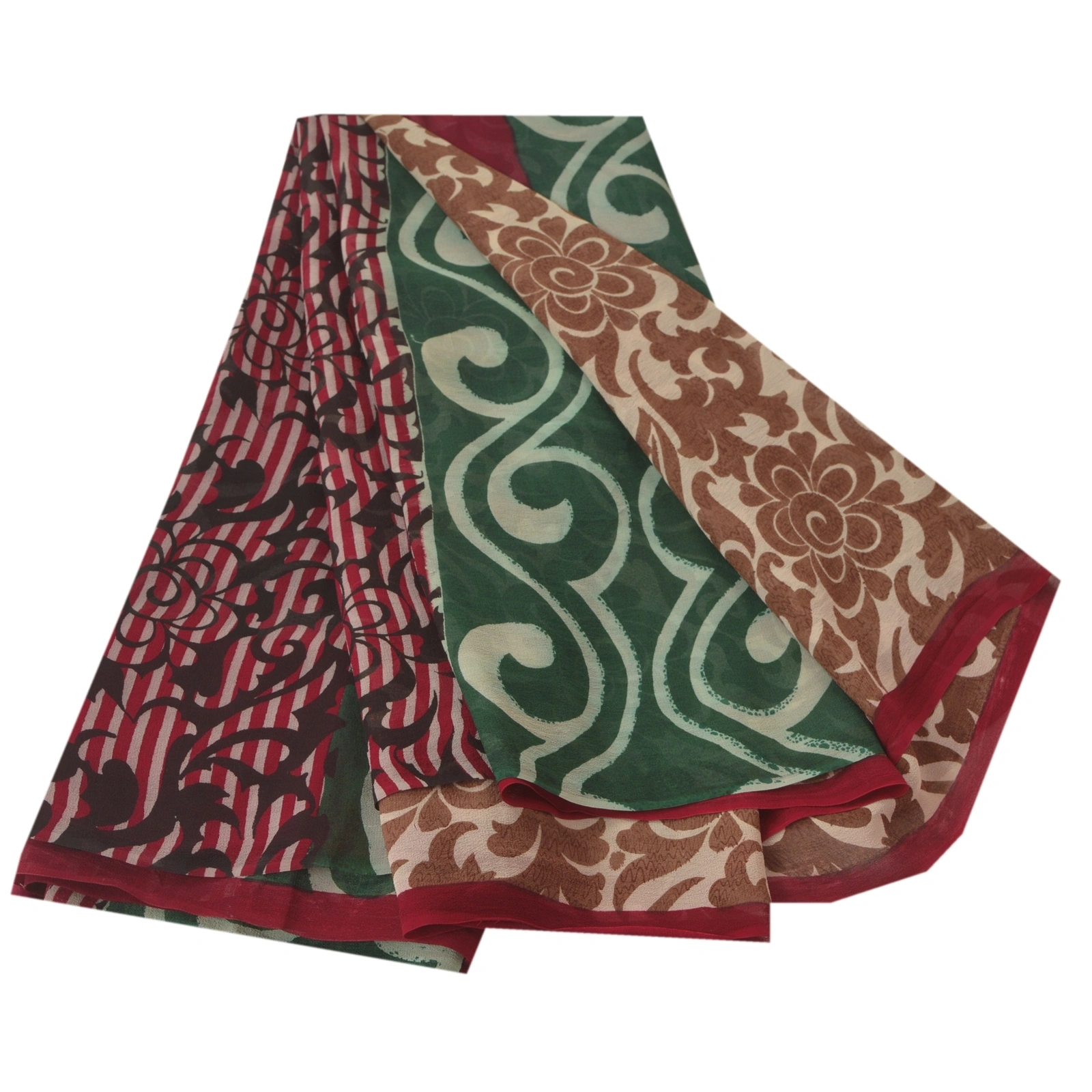 Sanskriti Vintage Indian Sari Pure Georgette Silk Printed Sarees Craft Fabric, PRG-5850-Multi-Printed Floral Design-Pure Georgette Silk-6