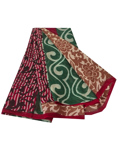 Sanskriti Vintage Indian Sari Pure Georgette Silk Printed Sarees Craft Fabric, PRG-5850-Multi-Printed Floral Design-Pure Georgette Silk-6