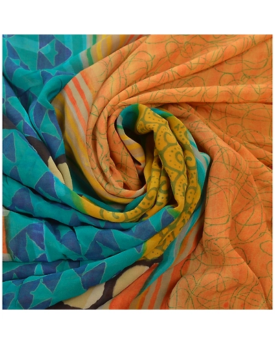 Sanskriti Vintage Peach Sarees Pure Georgette Silk Printed Sari 5Yd Craft Fabric, PRG-6010-Peach-Printed Floral Design-Pure Georgette Silk-5