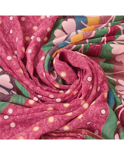 Sanskriti Vintage Purple Indian Sari Georgette Printed Sarees 5 Yd Craft Fabric, PRG-6126-Purple-Printed Floral Design-Georgette-5