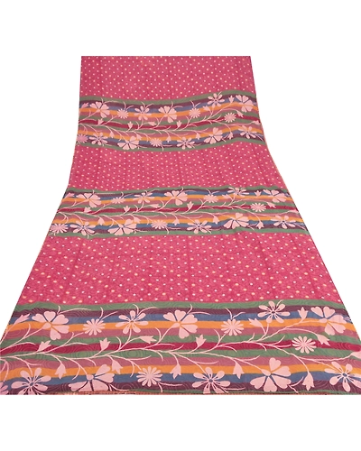 Sanskriti Vintage Purple Indian Sari Georgette Printed Sarees 5 Yd Craft Fabric, PRG-6126-Purple-Printed Floral Design-Georgette-7