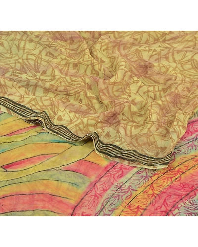 Sanskriti Vintage Green Sarees Blend Georgette Printed Sari Craft Soft Fabric, PRG-6156-Green-Printed Floral Design-Blend Georgette-1