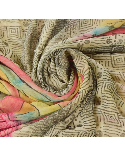 Sanskriti Vintage Green Sarees Blend Georgette Printed Sari Craft Soft Fabric, PRG-6156-Green-Printed Floral Design-Blend Georgette-5