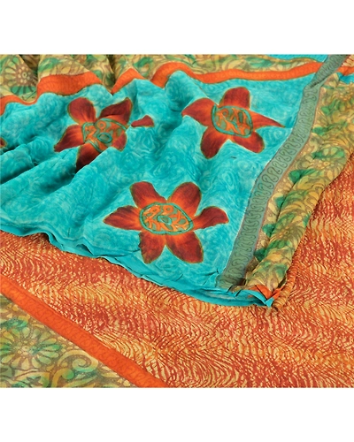 Sanskriti Vintage Brown Bollywood Printed Sari Pure Georgette Silk Fabric Sarees, PRG-6189-Brown-Printed Floral Design-Pure Georgette Silk-1