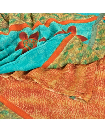 Sanskriti Vintage Brown Bollywood Printed Sari Pure Georgette Silk Fabric Sarees, PRG-6189-Brown-Printed Floral Design-Pure Georgette Silk-2