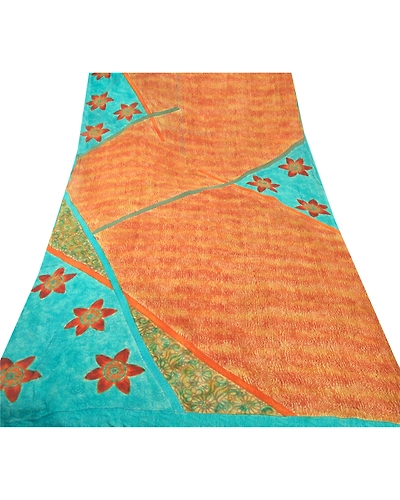 Sanskriti Vintage Brown Bollywood Printed Sari Pure Georgette Silk Fabric Sarees, PRG-6189-Brown-Printed Floral Design-Pure Georgette Silk-7