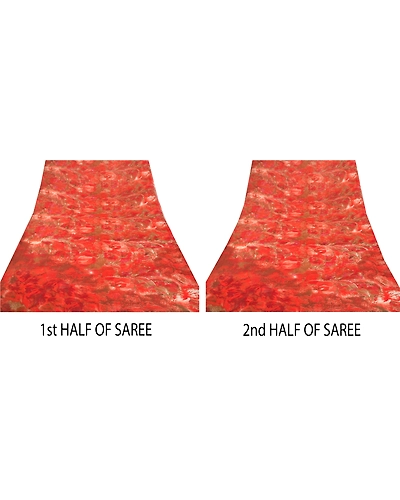 Sanskriti Vintage Orange Sarees Pure Georgette Silk Printed Sari Craft Fabric, PRG-6192-Orange-Printed Floral Design-Georgette-3