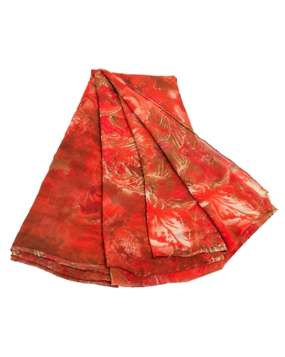 Sanskriti Vintage Orange Sarees Pure Georgette Silk Printed Sari Craft Fabric, PRG-6192-Orange-Printed Floral Design-Georgette-6