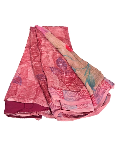 Sanskriti Vintage Indian Sari Purple Blend Georgette Printed Sarees Craft Fabric, PRG-6272-Purple-Printed Floral Design-Blend Georgette-6