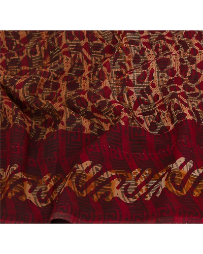 Sanskriti Vintage Brown Sarees Pure Georgette Silk Printed Sari Craft Fabric, PRG-6396-Brown-Printed Floral Design-Pure Georgette Silk-4