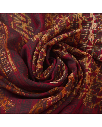 Sanskriti Vintage Brown Sarees Pure Georgette Silk Printed Sari Craft Fabric, PRG-6396-Brown-Printed Floral Design-Pure Georgette Silk-5