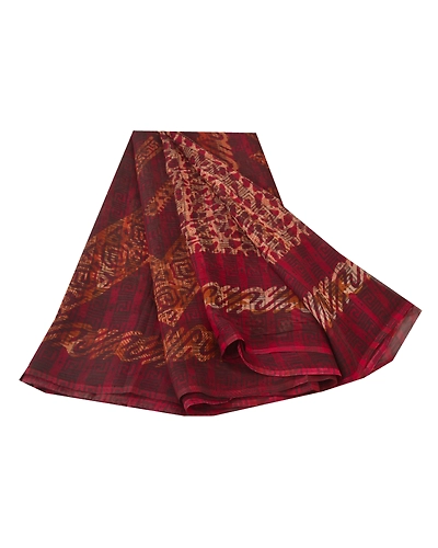 Sanskriti Vintage Brown Sarees Pure Georgette Silk Printed Sari Craft Fabric, PRG-6396-Brown-Printed Floral Design-Pure Georgette Silk-6