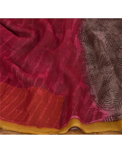 Sanskriti Vintage Brown Sarees Blend Georgette Printed Sari 5 Yard Craft Fabric, PRG-6593-Brown-Printed Floral Design-Blend Georgette-4