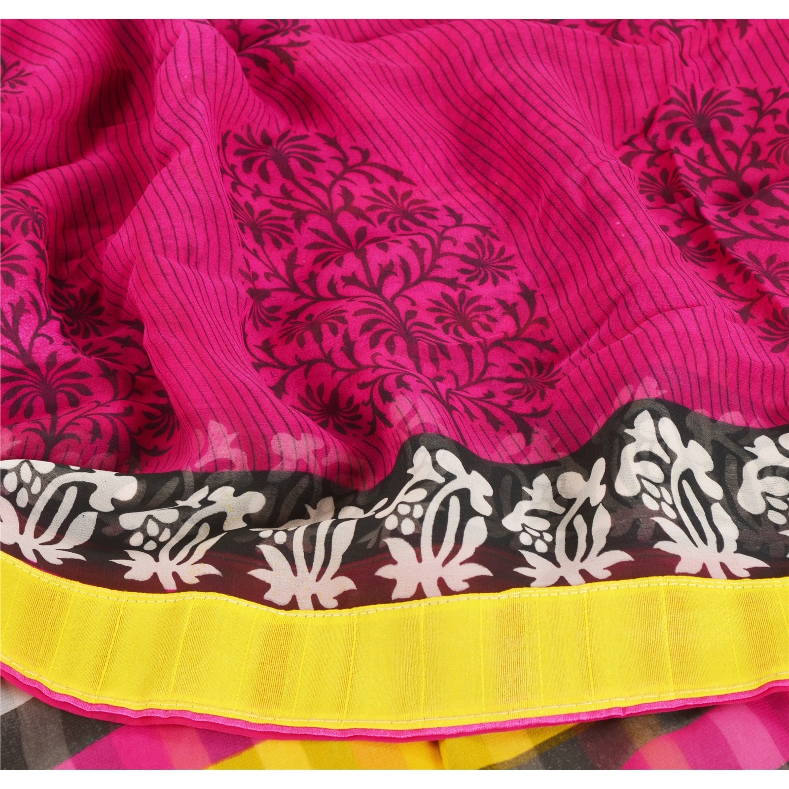 Sanskriti Vintage Pink Sarees Georgette Printed Sari With Blouse Pc Craft Fabric, PRG-6621-Pink-Printed Floral Design-Georgette-4