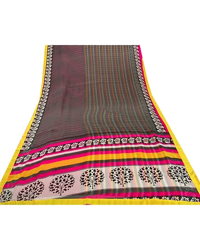 Sanskriti Vintage Pink Sarees Georgette Printed Sari With Blouse Pc Craft Fabric, PRG-6621-Pink-Printed Floral Design-Georgette-7