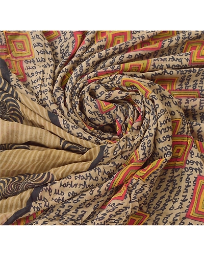 Sanskriti Vintage Pure Georgette Silk Brown Sarees 5 D Printed Sari Craft Fabric, PRG-6640-Brown-Printed Work-Pure Georgette Silk-5
