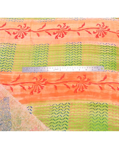 Sanskriti Vintage Indian Sari Pure Georgette Silk Printed Sarees Craft Fabric, PRG-6682-Multi-Printed Floral Design-Pure Georgette Silk-4