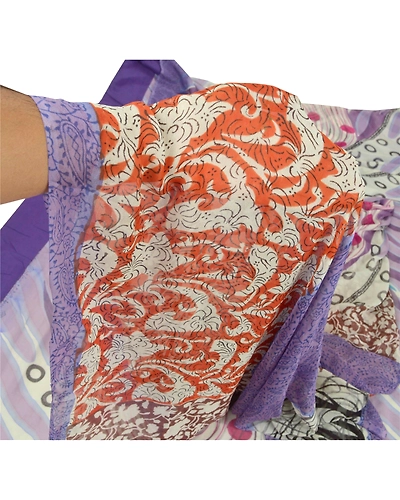 Sanskriti Vintage Purple Sari Printed Blend Georgette Sarees Craft 5 Yard Fabric, PRG-6698-Purple-Printed Work-Blend Georgette-3