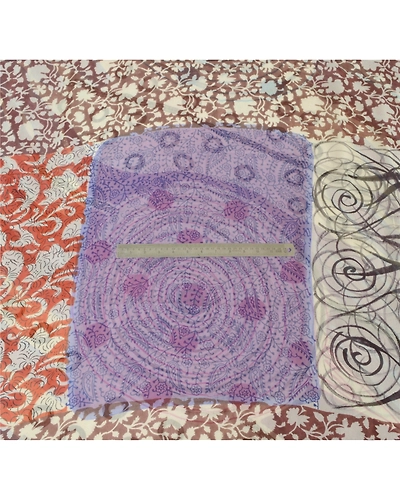 Sanskriti Vintage Purple Sari Printed Blend Georgette Sarees Craft 5 Yard Fabric, PRG-6698-Purple-Printed Work-Blend Georgette-11
