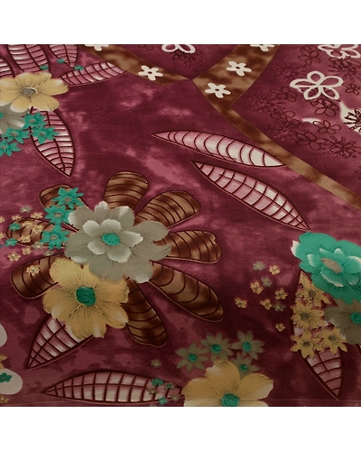 Sanskriti Vintage Indian Sari Brown Blend Georgette Printed Sarees Craft Fabric, PRG-67-Brown-Printed Work-Blend Georgette-1