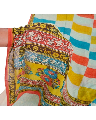 Sanskriti Vintage Sarees Printed Sari 100% Pure Georgette Silk 5Yd Craft Fabric, PRG-6715-Multi-Printed Work-Pure Georgette Silk-3