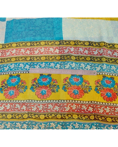 Sanskriti Vintage Sarees Printed Sari 100% Pure Georgette Silk 5Yd Craft Fabric, PRG-6715-Multi-Printed Work-Pure Georgette Silk-4