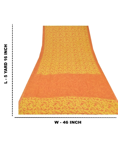 Sanskriti Vintage Brown Sarees Printed Sari Pure Georgette Silk 5Yd Craft Fabric, PRG-6743-Brown-Printed Work-Pure Georgette Silk-5