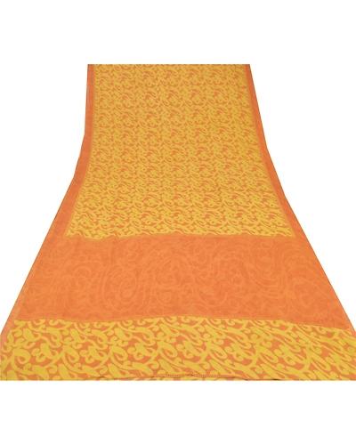 Sanskriti Vintage Brown Sarees Printed Sari Pure Georgette Silk 5Yd Craft Fabric, PRG-6743-Brown-Printed Work-Pure Georgette Silk-11