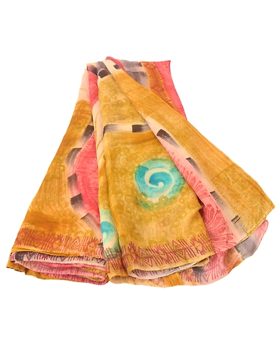 Sanskriti Vintage Mustard Sarees Printed Sari Blend Georgette 5 Yd Craft Fabric, PRG-6750-Mustard-Printed Work-Blend Georgette-10