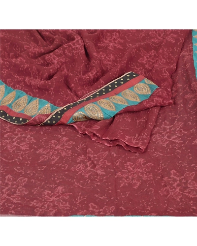 Sanskriti Vintage Fashion Dark Red Sarees Printed Sari Blend Georgette Fabric, PRG-6757-Dark Red-Printed Work-Blend Georgette-2