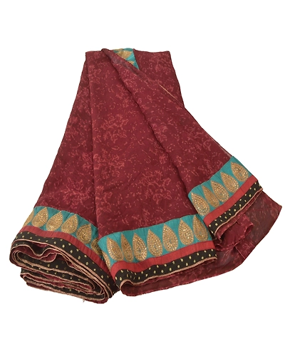 Sanskriti Vintage Fashion Dark Red Sarees Printed Sari Blend Georgette Fabric, PRG-6757-Dark Red-Printed Work-Blend Georgette-10