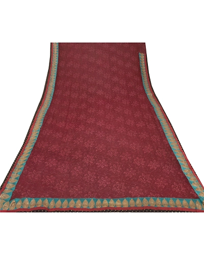 Sanskriti Vintage Fashion Dark Red Sarees Printed Sari Blend Georgette Fabric, PRG-6757-Dark Red-Printed Work-Blend Georgette-11