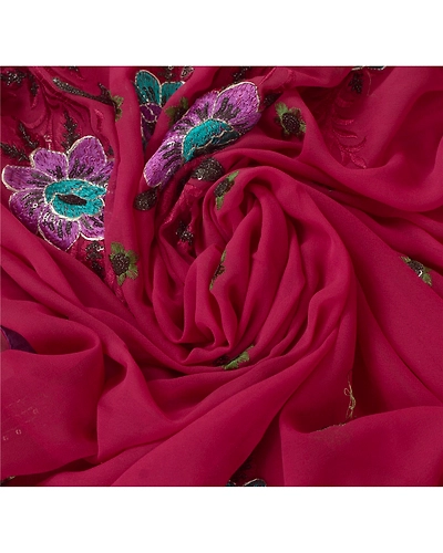Sanskriti Vintage Fashion Red Sarees Hand Beaded Georgette Fabric Sari Blouse Pc, PRG-6774-Dark Red-Printed Work-Georgette-9