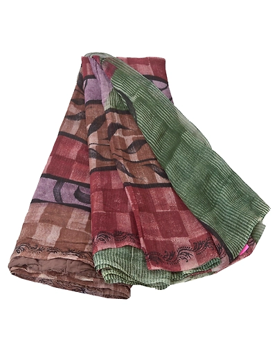 Sanskriti Vintage Green Sarees Printed Blend Georgette Sari Soft Craft Fabric, PRG-6785-Green-Printed Work-Blend Georgette-10