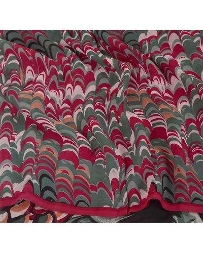 Sanskriti Vintage Sarees Printed Sari 100% Pure Georgette Silk Craft Fabric, PRG-6796-Multi-Printed Work-Pure Georgette Silk-8