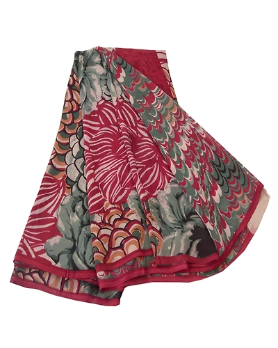 Sanskriti Vintage Sarees Printed Sari 100% Pure Georgette Silk Craft Fabric, PRG-6796-Multi-Printed Work-Pure Georgette Silk-10