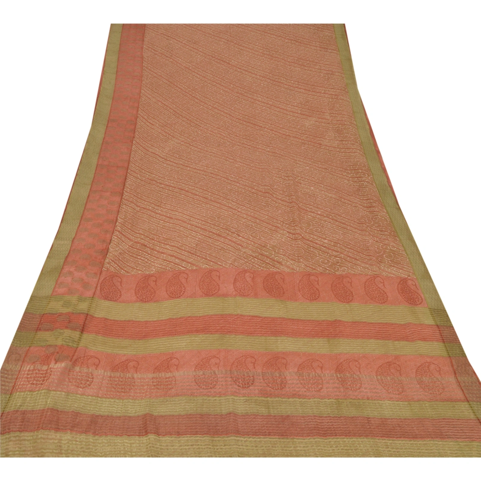 Sanskriti Vintage Orange Sarees Printed Sari Pure Georgette Silk Craft Fabric, PRG-6835-Orange-Printed Work-Pure Georgette Silk-10