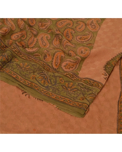Sanskriti Vintage Green Sarees Pure Georgette Silk Printed Sari Craft Fabric, PRG-6885-Shade Of Green-Printed Work-Pure Georgette Silk-1