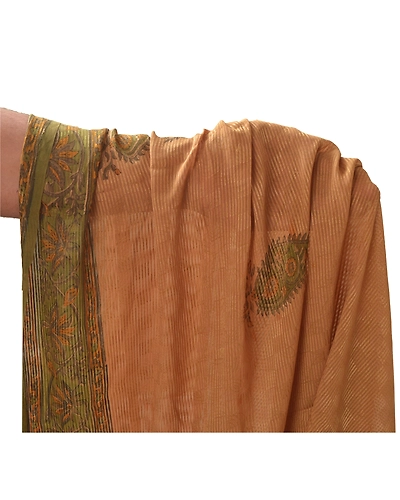 Sanskriti Vintage Green Sarees Pure Georgette Silk Printed Sari Craft Fabric, PRG-6885-Shade Of Green-Printed Work-Pure Georgette Silk-3