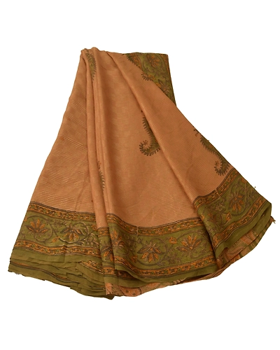 Sanskriti Vintage Green Sarees Pure Georgette Silk Printed Sari Craft Fabric, PRG-6885-Shade Of Green-Printed Work-Pure Georgette Silk-10