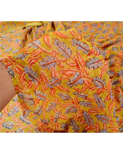 Sanskriti Vintage Indian Sari Green Printed Blend Georgette Sarees Craft Fabric, PRG-7046-Green-Printed Floral Design-Blend Georgette-3