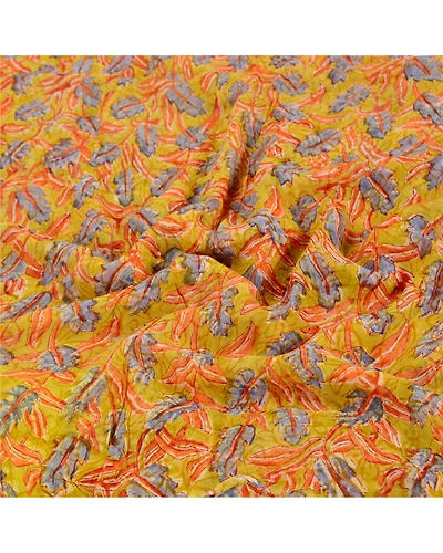 Sanskriti Vintage Indian Sari Green Printed Blend Georgette Sarees Craft Fabric, PRG-7046-Green-Printed Floral Design-Blend Georgette-6